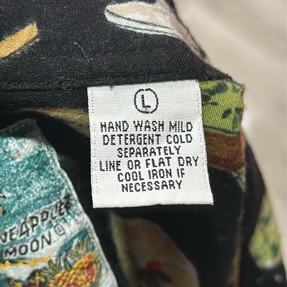 PINEAPPLE MOON Men’s Black Casual Button Down Cocktail Shirt Size L - Picture 5 of 5